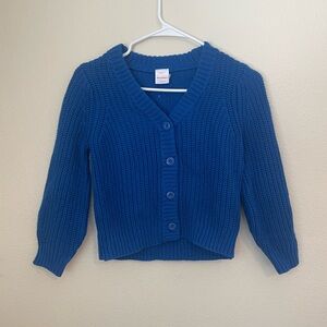 Hanna Andersson Royal Blue Knit V-Neck Button Cardigan